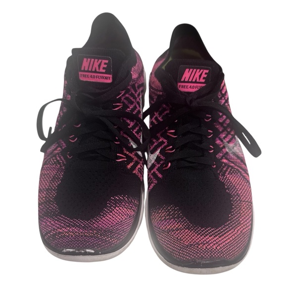 Nike Free 4.0 Flyknit Running Shoes Womens 8 Pink Walking Comfort Sneaker Active - Picture 3 of 8